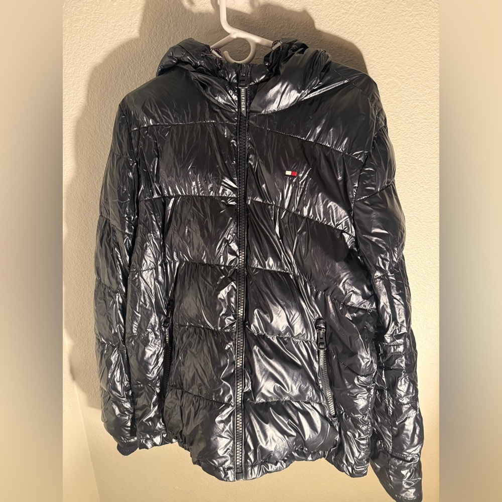 Tommy Hilfiger Men's Navy Pearlized Performance Hooded Puffer Jacket Size M